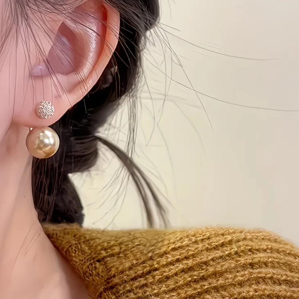 Gold Pearl Stud Earrings